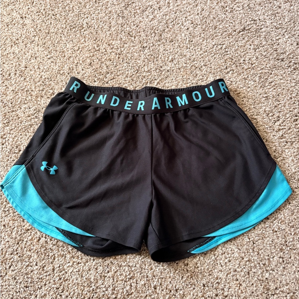 Under Armour Women's Black Shorts with Blue Trim